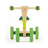 Hape Scoot Around Ride On Wood Bike | Award Winning Four Wheeled Wooden Push Balance Bike Toy for Toddlers with Rubberized Wheels, Bright Green