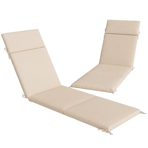 Outsunny Lot de 2 Coussins de Chaise Longue avec 6 Attaches, Résistance UV Matelas Transat, Coussin Bain de Soleil Chaise Longue pour Transat Jardin Piscine...