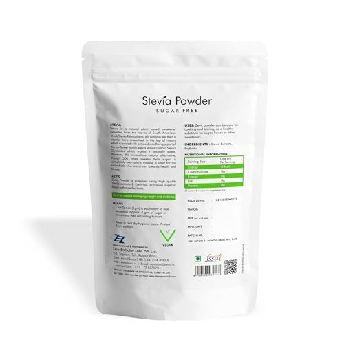 Zevic Stevia Sugar Free Powder | Zero Calories Stevia Sweetener | Vegan & Keto | 100% Natural Sweetener Powder | Sugar Substitute Natural | Diabetic Friendly - 500g