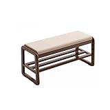 Banco Zapatero con Asiento Acolchado, Banco de Almacenaje con Patas de Madera y Asiento Acolchado, Banco Zapatero con Asiento Almacenaje, for Bedroom,Living Room,Entryway(Walnut,100*30cm/39.4*11.8in)