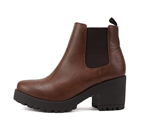 Image of Soda Top Shoes Jaber Ankle Boot W Lug Sole Elastic Gore and Chunky Heel