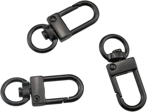 Image of Tia Strap Buckles Metal Clasps Lobster for Handbag, Spring Ring, Purse Dog Hook, Key Chain Swivel Trigger Snap Hook DIY and Purse Making Accessories (Black Push Gate Hook Swivel-Premium-33x10mm, 2)