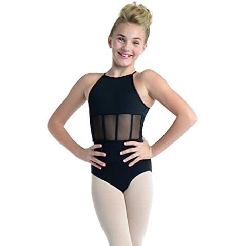 Danz N Motion Girls Corset Style Halter Leotard (Black, 12-14) Cover