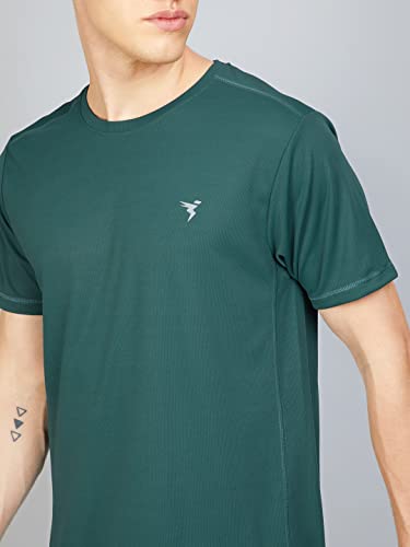 Image of TECHNOSPORT Men's Slim Fit Polyester Activewear Sports T-Shirt with Moisture-Wicking Comfort for Workout, Running & Gym