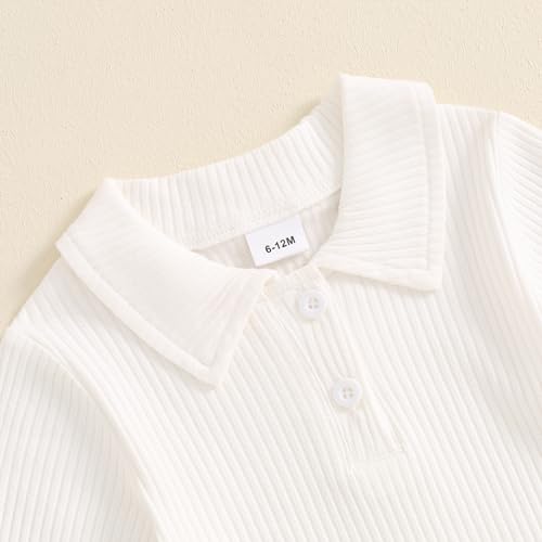 Image of BeQeuewll Toddler Girl Fall Winter Clothes Set Long Sleeve Ribbed Knit Shirt Plaid Tutu Skirt Kids Girls Dress 1T 2T 3T 4T 5T (White, 3-4T)