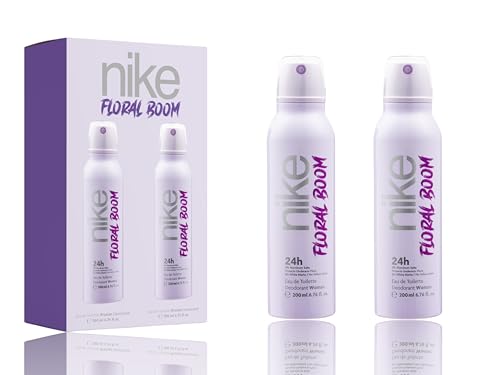Image of Nike Reloaded Combo Packs - Deodorant Spray for Men & Women | 24-Hour Freshness | Set of 2 (200ml Each) (Floral Bloom (Women) + Floral Bloom (Women))