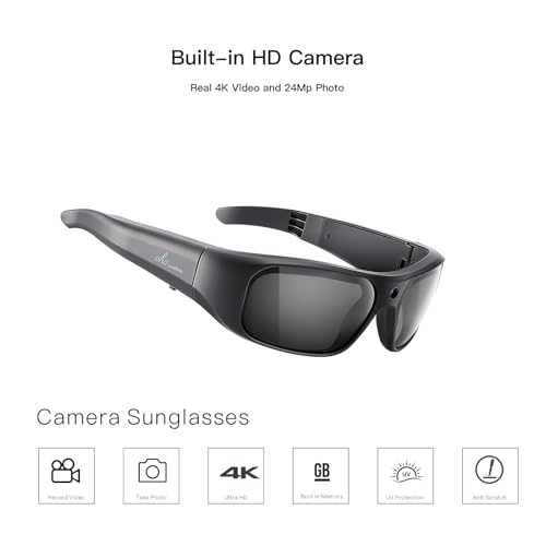 Image of OhO Camera Glasses,4K Pro 24M Resolution H.265 Smart Glasses with Built-in Memory,UV400 Sunglasses for Outdoor Sport