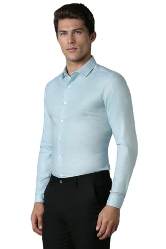 Image of Louis Philippe Men's Cotton Slim Fit Textured All Day Comfort Formal Shirt