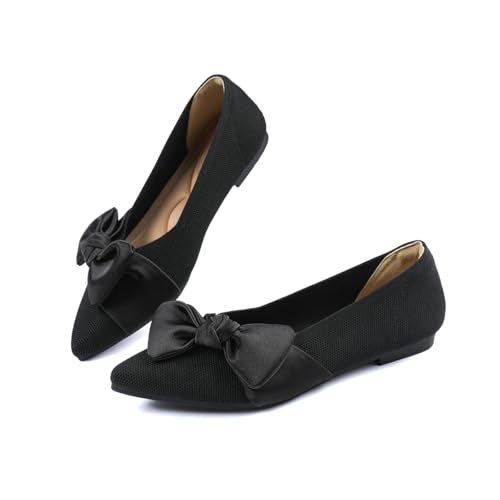 Semwiss Pointed Toe Ballet Flats for Women Slip On Comfortable Flats with Bow Dressy Casual Work Shoes2