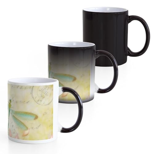 Taza Mágica de Cerámica 11 oz con Motivos de Flores y Libélula miniatura 4