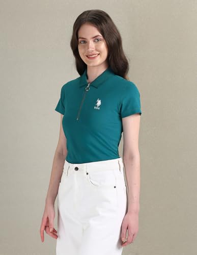 Image of U.S. Polo ASSN. Women's Cotton Regular Fit Solid Polo Shirt