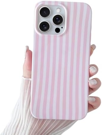 SmoBea Kompatibel mit iPhone 16 Pro Hülle, Süßes Striped Handyhülle, Weiches TPU, Schlanke, Stoßfeste Telefonabdeckung für Frauen und Mädchen, Schön und Stilvoll, Rosa