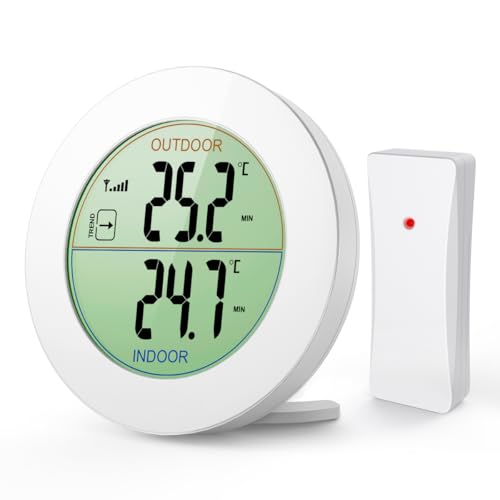 ORIA Thermomètre Intérieur et Extérieur, Thermomètre sans Fil Numérique avec Capteurs Sonde, HD Écran LCD Détecteur de Température, Mémoire de...