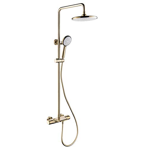 Sistema termostático de ducha de lluvia en cascada, juego completo de ducha montado en la pared, mezclador de lluvia de latón con boquilla de bañera, ducha de mano de 3 modos, cabezal de ducha, color