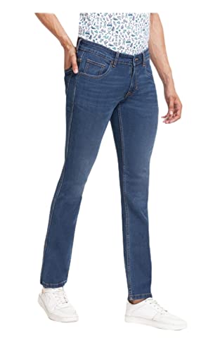 Image of Colorplus Men's Fitted Cotton Jeans (CJYT00506B5 Blue)
