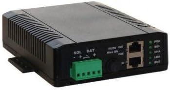 12V 8A PWM Solar Battery Charger w/24V 30W Passive PoE Out and 12V 1.5A Aux Out, Accepts 18-57V 2A Passive PoE in for Aux Batt Chrg, PoE Pinout: 4,5V+; 7,8V-, Shielded, Incl DIN Rail Mt Kit, LVD