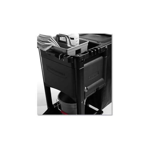 Rubbermaid Commercial Products Executive Series Janitorial and Housekeeping Cleaning Cart with Locking Cabinet, Wheeled with Zippered Black Vinyl Bag, Black, 38.4" H x 21.8" W x 46" L by Rubbermaid Commercial Products - Image 6