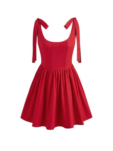 CIDER Mini Dress for Women Dresses Women Party Dresses Scoop Neck Sleeveless Ruffle Knotted Short Dress