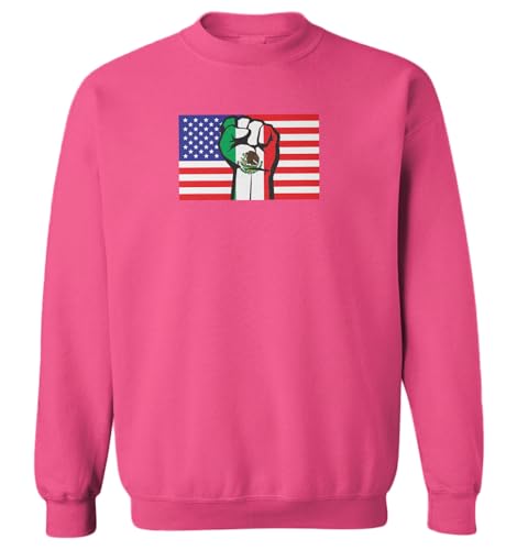 Tcombo Mexico Raised Fist American Flag Protest Toddler Fleece Crewneck Sweater