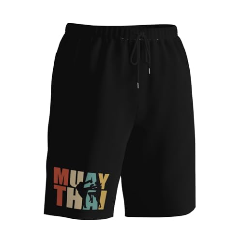 Muay Thai Word with Silhouette Men's Quick-Dry Board Shorts 7" - Swim Trunks Summer Hawaii Beach2