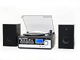 Steepletone Broadway 5 in 1 Bluetooth music centre with CD,FM radio,3 speed Record player has facility to burn vinyl or CD to USB