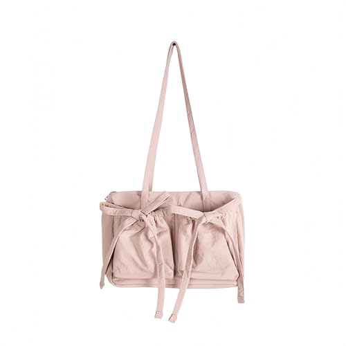 Coquette Tote Bag Women Bow Tie Balletcore Shoulder Bag Zipper Nylon Bags Casual Lightweight Coquette Stuff