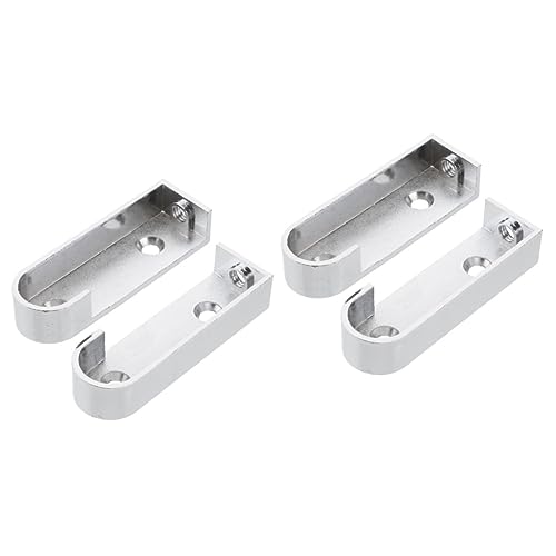 Housoutil 4 Pcs Clothes Rail Wardrobe Tube Support Bracket Double Hanging Closet Rod Kit Cast Metal Furniture Hardware