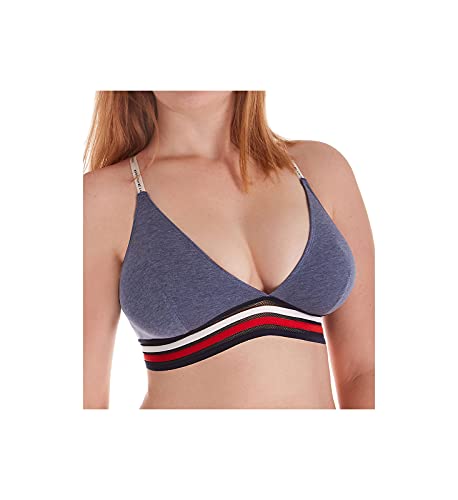 Tommy Hilfiger Women s Cotton Mesh Triangle Bralette Bra, Chambray, L