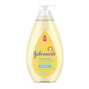 Johnson’s Head-to-Toe Gentle Tear-Free Baby & Newborn Wash & Shampoo, Sulfate-, Paraben- Phthalate- & Dye-Free, Hypoallergenic Wash for Sensitive Skin & Hair, 27.1 fl. Oz