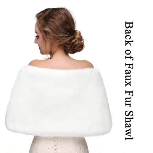Women’s Faux Fur Shawl and Wraps Bridal Fur Stole Ribbon Fur Cape Soft Faux Shawl for Bride and Bridesmaids3