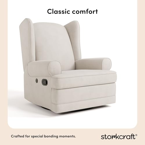 Image of Storkcraft Serenity Glider Recliner Nursery Rocking Chair with USB, Ivory