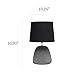 Simple Designs LT2058-BLK Round Concrete Table Lamp, Black