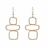Trendy Gold Drop Dangle Earrings Modern Geometric Statement Earrings for Women Simply Alloy Lightweight Jewelry