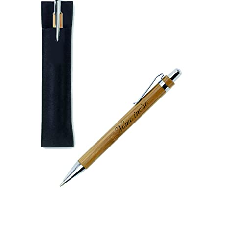 Top Tie Penna a scatto in alluminio con fusto in bamboo PERSONALIZZATA CON INCISIONE A LASER (PN7) (PN7)