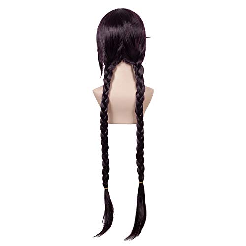 ColorGround Long Purple Braided Cosplay Wig with 1 Pair of Glasses for Halloween (Long Purple Braids)