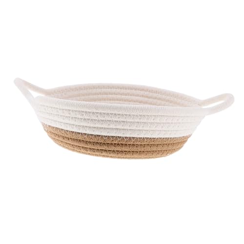 ULTECHNOVO Cesta Organizadora Mediana de Cuerda de Algodón Trenzada Cesta para Snacks y Cosméticos Almacenamiento de Escritorio Multifuncional para Hogar y Oficina