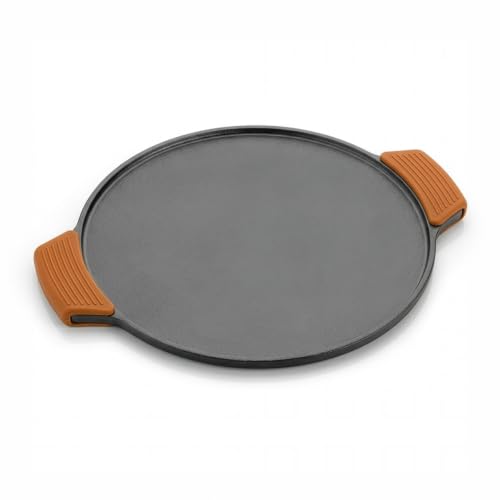 Image of HomeEssentials Non-Stick 30cm Cast Iron Dosa Tawa with Silicone Handle | Pre-Seasoned Iron Griddle for Dosa, Roti, Paratha, Uttapam & Pancakes | Naturally Non-Stick | Even Heat Distribution
