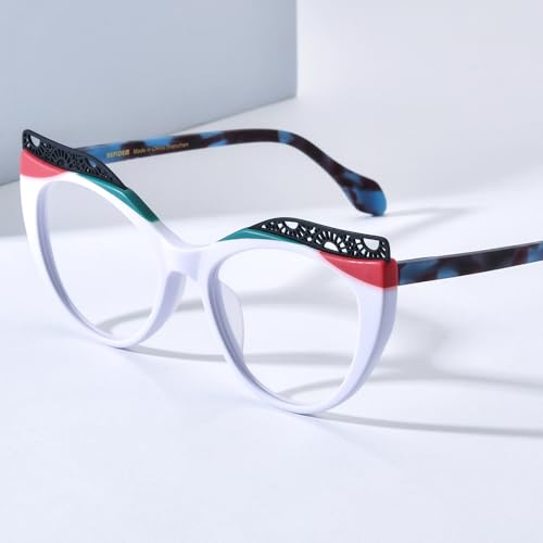 Image of HEPIDEM Multicolor Acetate Glasses Frame Women Cat Eye Eyeglasses Men Optical Spectacles 9291