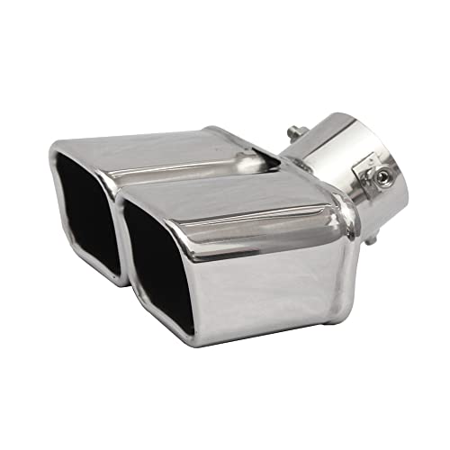 OtpOutopa Universal Exhaust Tip - 2.5 Inch Inlet, Polished Stainless Steel, Curved Design With Mesh (Silver) - View #5
