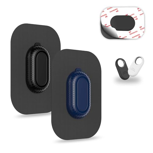 [2-Pack] Case for Galaxy SmartTag2 Fabric Holder | Secure & Discreet, Full Protection Galaxy Smart Tag 2 Holder with 3M Adhesive Sticker for Luggage,Camera Bags, Backpacks & Purses etc.(Black&Blue)