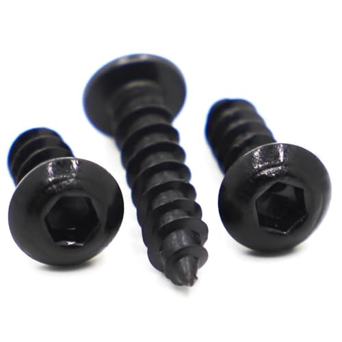 Screws 10pcs Black Wood Screws Carbon Steel Pan Round Metal Hexagon Socket Drywall Screws M5 M6 Fasteners Screws(16mm*M6 10pcs)