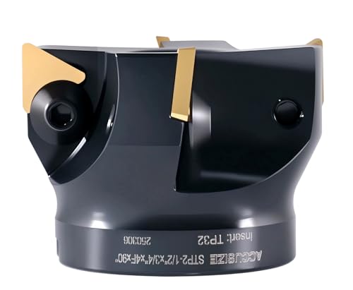 Image of Accusize Industrial Tools Indexable Face Mill, 2-1 /2 in, 2508-0016 | 90 Deg Positive Rake, Right-Hand Cut, 4 TPG322 Inserts, 3 /4 in Bore
