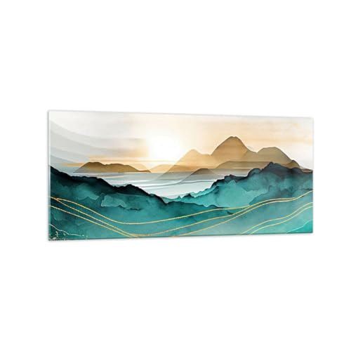 Image tableau en verre paysage panoramique 120x50cm art grand tableaux decoratifs muraux de luxe