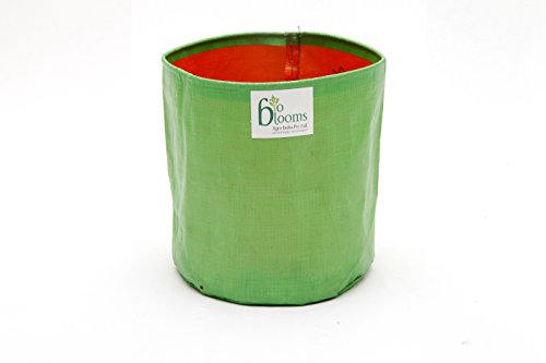 Image of Bio Blooms Round HDPE Plant Grow Bag for Terrace & Kitchen Gardening | Pack of 5 | 9x12 | 200 GSM Heavy Duty Outdoor Grow Bag | Durable Planter for Vegetables, Flowers & Plants | Green & Orange