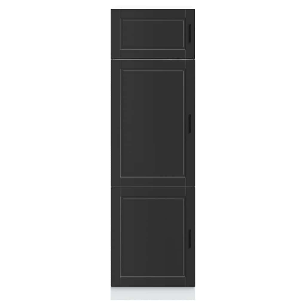 Küchenschrank Porto Schwarz Holzwerkstoff mit 60x57x207 cm, verstellbaren Füßen, Stauraum für Küchengeräte, platzsparend, pflegeleicht, ideal für Küche und Haushalt
