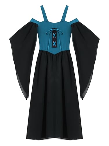 Vestido Medieval Renacentista Niñas 12 Años Azul Oscuro miniatura 3