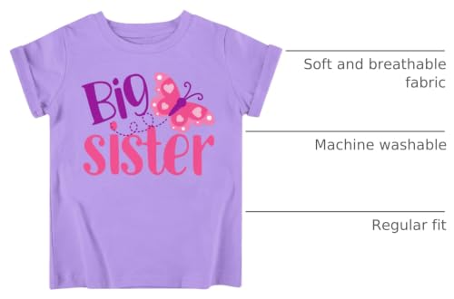 Image of Funnycokid Big Sister Shirts for Girls Pregnancy Announcement Toddler Promoted to T-Shirt 1-7 Years