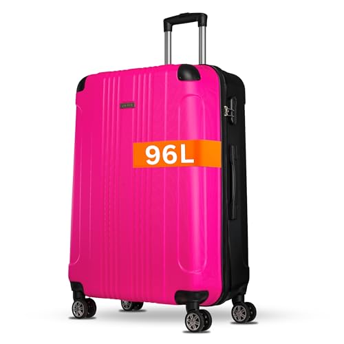 NOWI Hartschalenkoffer XL Groß – 96L Volumen - mit Kantenschutz – 8 Rollen 360° drehbar – Leichter ABS Koffer mit Zahlenschloss & Teleskopgestänge – Koffer Groß (pink, XL)