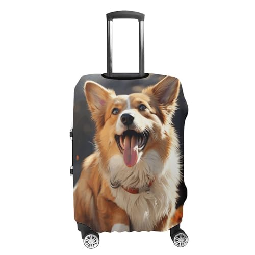Travel Luggage Cover Elastic Washable Suitcase Cover Fashion Scratch-Resistant Baggage Covers Cute Corgi Dog Suitcase Protector Fit 18-32 Inch Luggage4