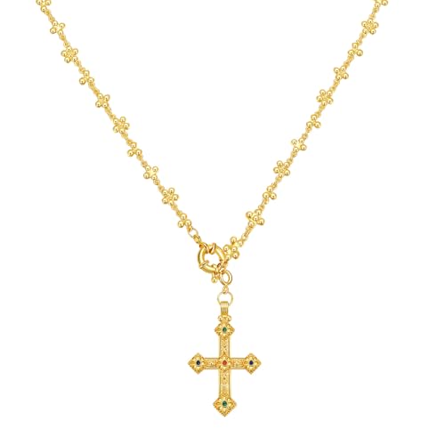 GZQ Gold Cross Pendant Necklace for Women Men